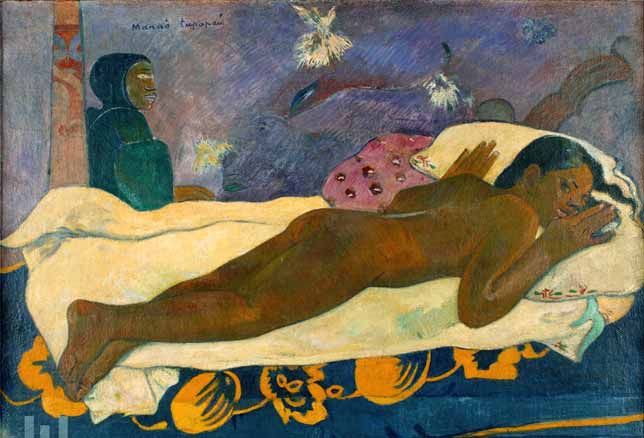 Manau Tupapau o el espiritu de los muertos. Paul Gaugin 1892. Pintado en óleo sobre tela 92x73cm.